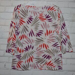 🍂 Ann Taylor Factory Long‑Sleeve Leaf Print Top · Size L
